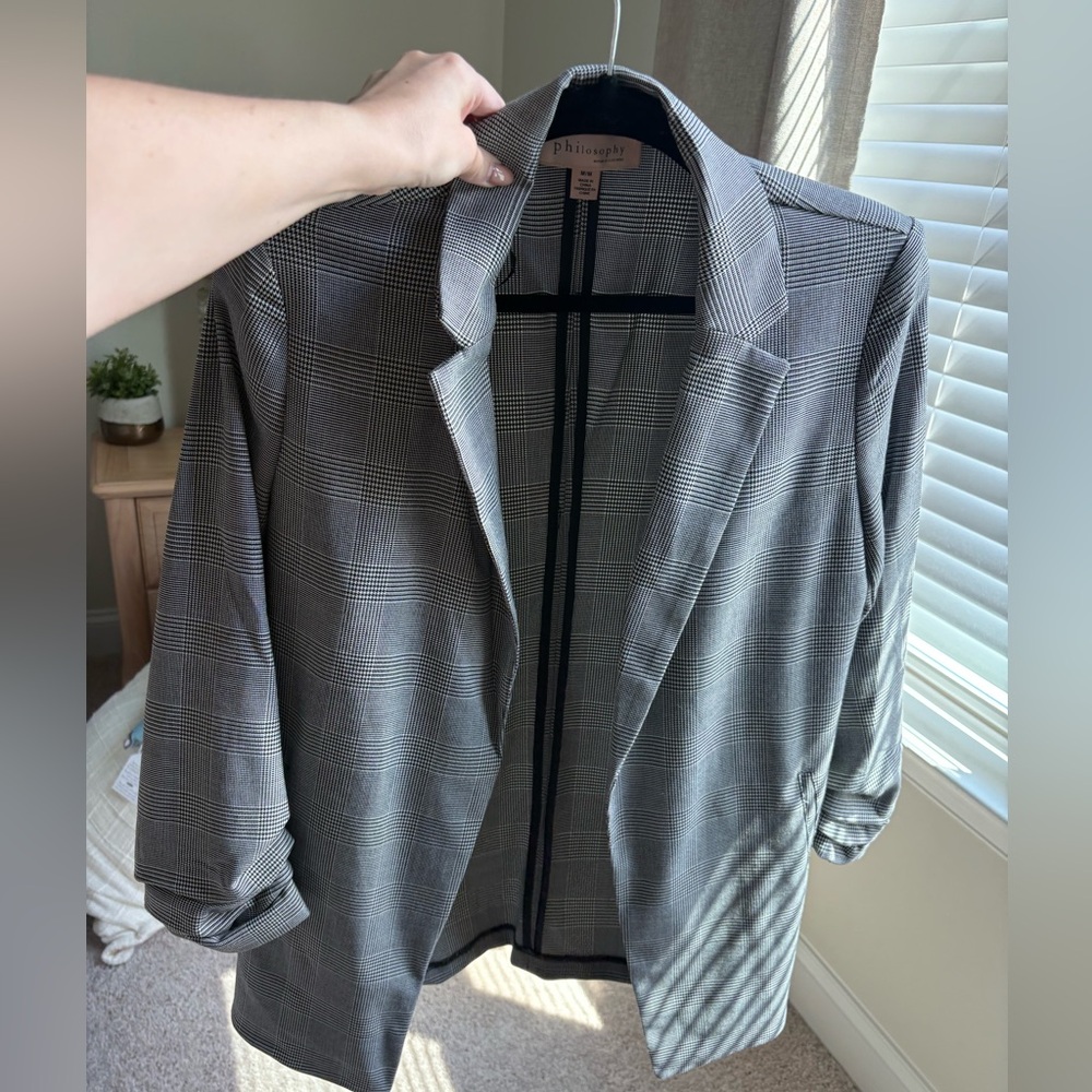 Philosophy Women’s Black and White Plaid Blazer